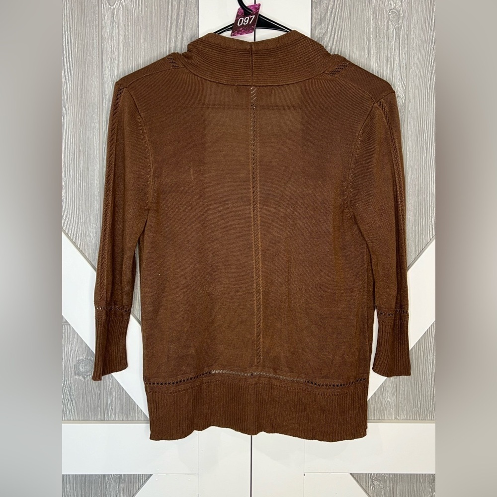 B13.15 Roz & Ali Open Cardigan Chocolate Brown Small - Picture 4 of 4